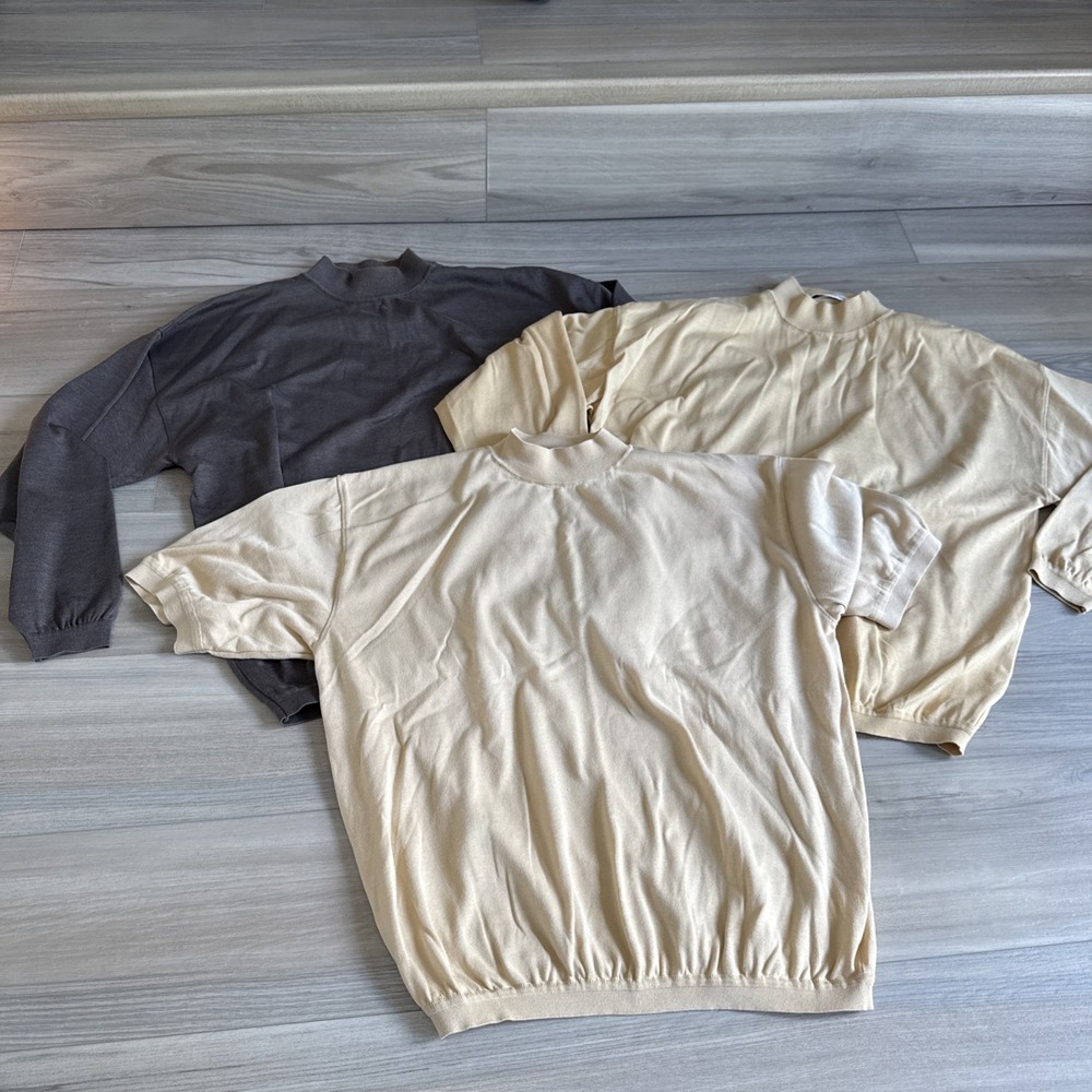 Vintage St. Croix Microfiber Shirt Mens Medium Brown Yellow Lot Of 3 Made In USA